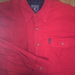 VINTAGE CHAPS BY Ralph Lauren Button Up Shirt Adult Large Red Mens Soft